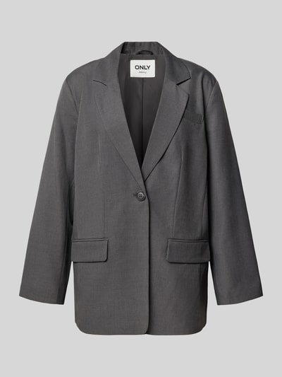 Produktfoto, grauer Loose Fit Longblazer mit Reverskragen Modell 'LINDA' von ONLY, glatte Textur, Damen Longblazer von ONLY