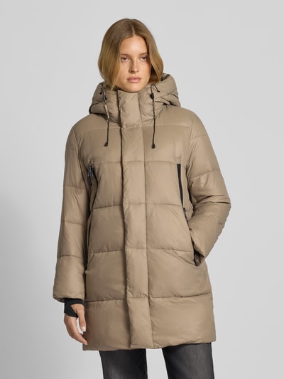 WITHBLACK Regular Fit Steppmantel mit Enten-Daunen-Füllung Taupe 4