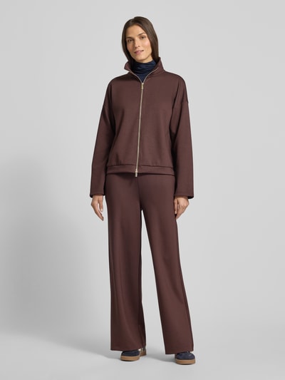 Rich & Royal Sweatjacke aus Viskose-Mix mit Zweiwege-Reißverschluss Dunkelbraun 1