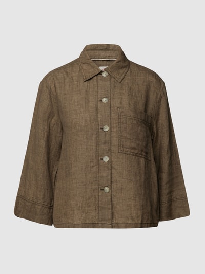 s.Oliver RED LABEL Leinenbluse in unifarbenem Design Khaki 2