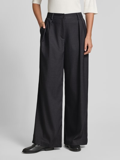 Stefanel Spodnie o luźnym kroju z szeroką nogawką i plisami Ciemnoszary 4