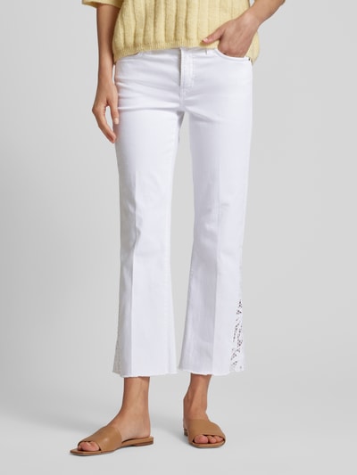 Cambio Regular Fit Jeans mit Häkelspitze Modell 'PARIS' Weiss 4