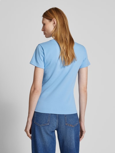 HUGO T-shirt met labelstitching, model 'Deloris' Lichtblauw - 5