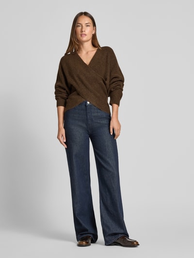 MSCH Copenhagen Gebreide pullover in wikkellook, model 'Zinelle Hope' Donkerbruin - 1