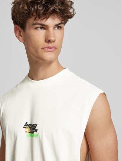 Hugo Blue Tanktop mit Label-Detail Modell 'Nalkiya' Offwhite 3