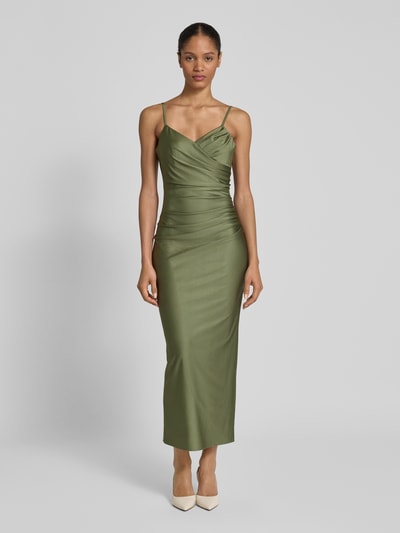 TROYDEN COLLECTION Cocktailjurk met plooien opzij Olijfgroen - 4