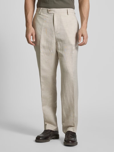 Antony Morato Relaxed fit linnen broek met elastische band Beige - 4