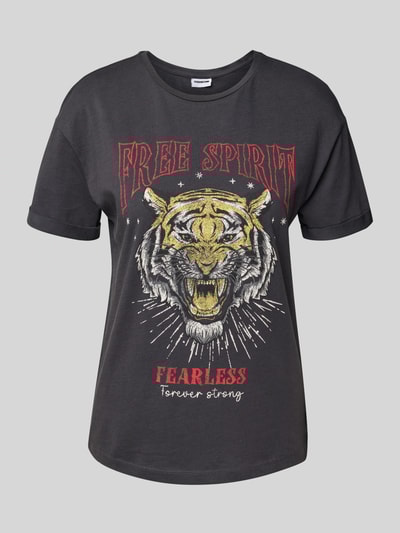 Noisy May Relaxed fit T-shirt van puur katoen, model 'Brandy' Antraciet - 2