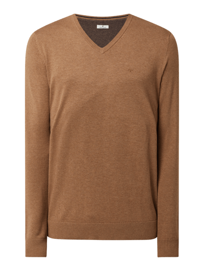 Tom Tailor Pullover mit V-Ausschnitt  Mittelbraun Mel 2