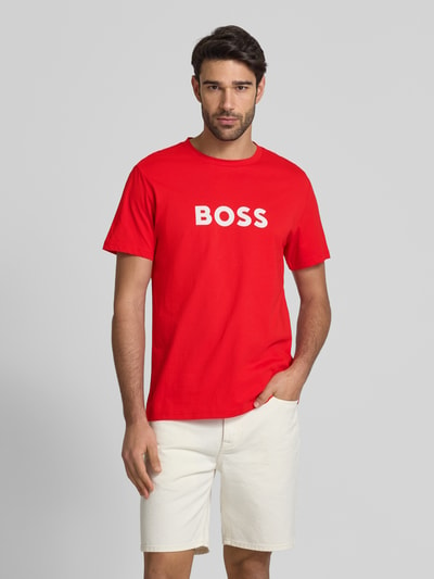 BOSS T-shirt z nadrukiem z logo Czerwony 4