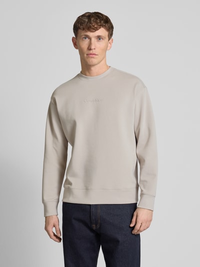 CK Calvin Klein Sweatshirt mit Label-Detail Modell 'TECH INTERLOCK' Stein 4