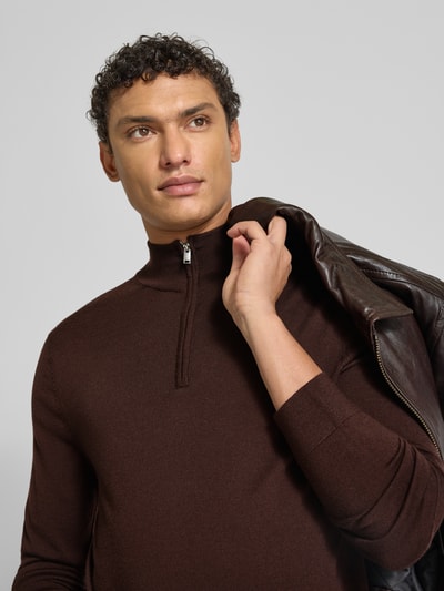 SELECTED HOMME Regular fit schipperstrui van zuivere merinowol, model 'TRAY' Middenbruin - 3