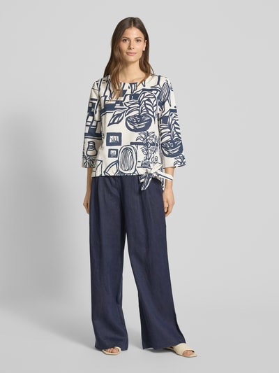 Christian Berg Woman Regular Fit Leinenbluse mit Knotendetail Dunkelblau 1