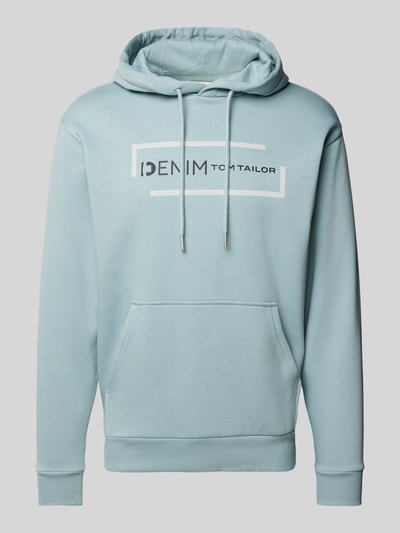 Tom Tailor Denim Regular Fit Hoodie aus Baumwoll-Mix mit Label-Print Hellgrau Melange 1