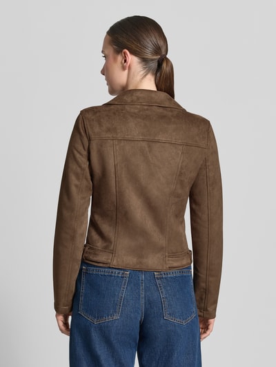 VERO MODA kurtka z imitacji skóry o kroju regular fit z paskami na tułowiu model 'JOSE' Czekoladowy 5