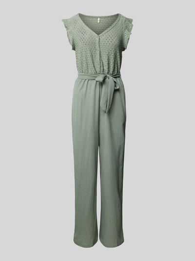 Only Jumpsuit met strikceintuur, model 'ELISA' Rietgroen - 2