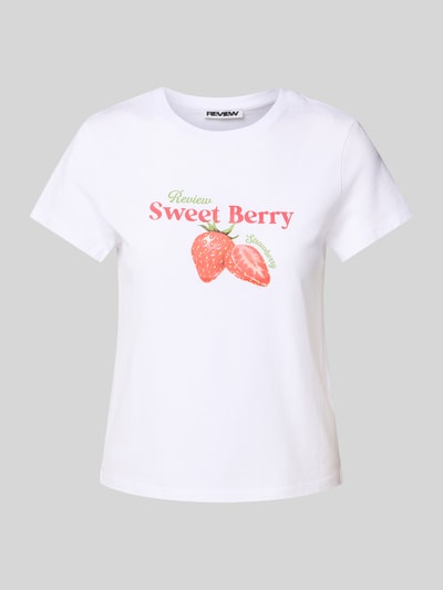 REVIEW T-Shirt mit Label-Print Weiss 2