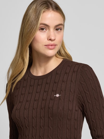Gant Strickpullover mit Zopfmuster Mittelbraun 3