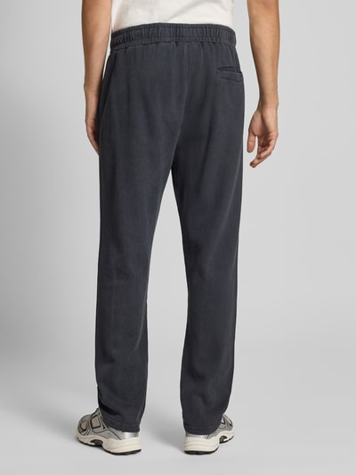 Pegador Wide fit sweatpants met logostitching, model 'Rib' Zwart - 5