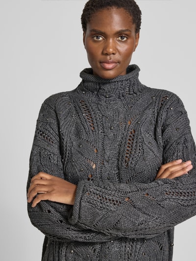 Liu Jo White Strickpullover mit Lochmuster Mittelgrau 3