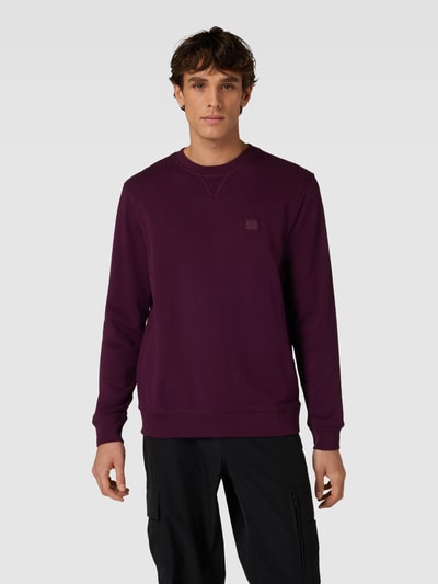 BOSS Orange Sweatshirt met labeldetail, model 'Westart' Bordeaux - 4