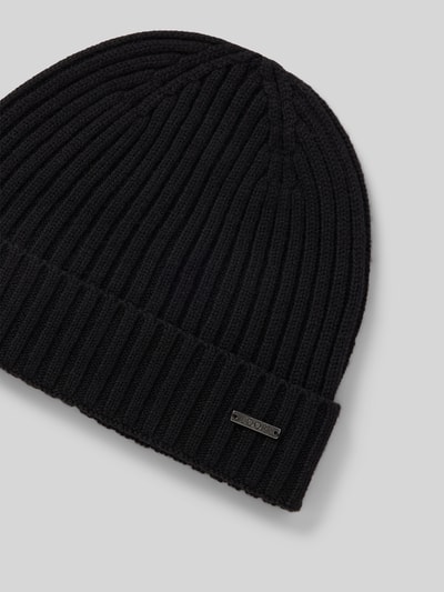 JOOP! Collection Beanie van wol met labeldetail, model 'FRANCIS' Zwart - 2