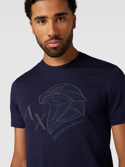 ARMANI EXCHANGE T-shirt met label- en motiefstitching Marineblauw - 3