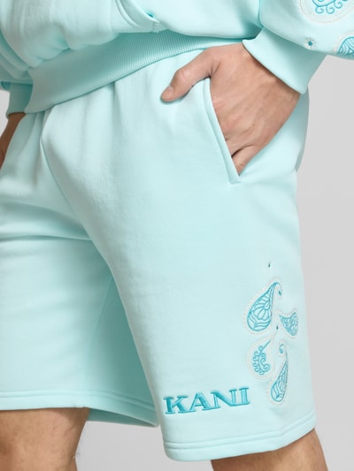 KARL KANI Sweatshorts met logostitching, model 'Paisley' Oceaanblauw - 3