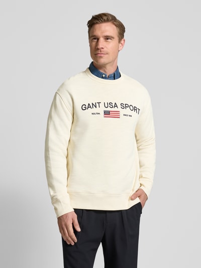 Gant Sweatshirt met labelstitching Offwhite - 4