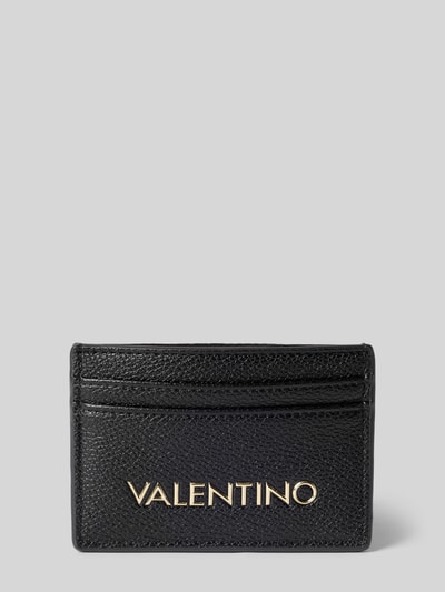 Produktfoto, schwarzer Cardholder mit goldfarbenem Label-Detail von VALENTINO BAGS, Modell 'RYTA RE', strukturiertes Material, mehrere Einsteckfächer, Damen Cardholder, offenes Hauptfach