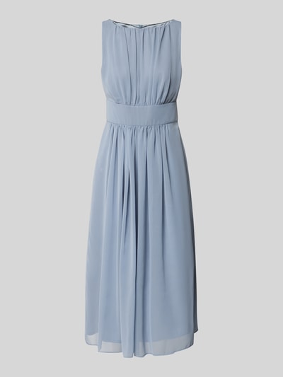 Produktfoto, Cocktailkleid mit Rundhalsausschnitt und Taillenband von Swing aus blauem Chiffon als tailliertes Midikleid mit Raffungen