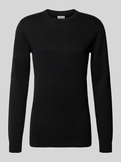 Lindbergh Gebreide pullover met ribboorden Zwart - 2