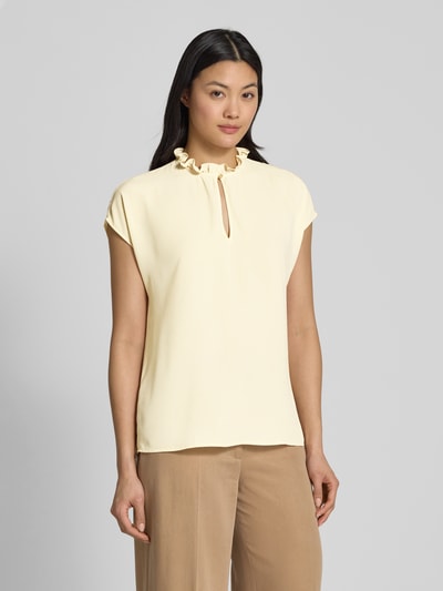 Jake*s Collection Regular fit blouseshirt met druppelvormige hals Lichtgeel - 4