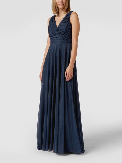 TROYDEN COLLECTION Abendkleid mit V-Ausschnitt Marine 1