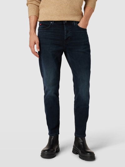 HUGO Slim fit jeans met labeldetails, model 'HUGO' Marineblauw - 4