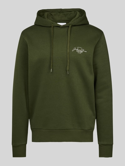 Jack & Jones Hoodie met labelprint, model 'FERRIS' Donkergroen - 2