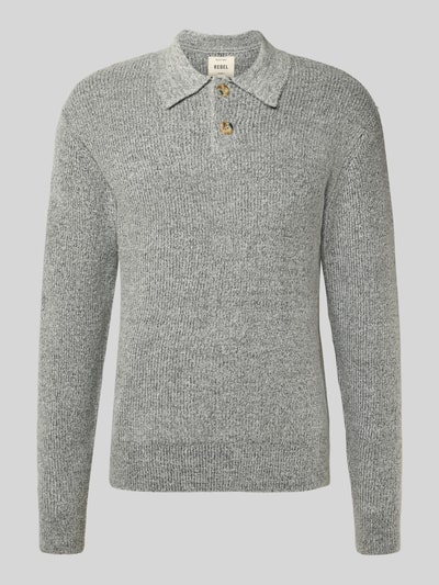 Redefined Rebel Strickpullover mit Polokragen Modell 'NIXON' Hellgrau Melange 2