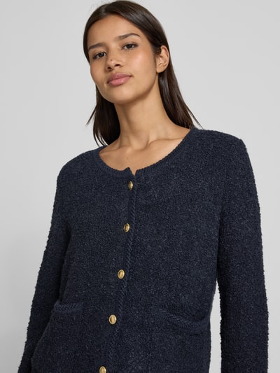 ICHI Gebreid jack met ronde hals, model 'VALMAI' Marineblauw - 3