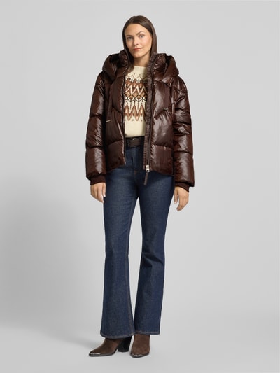 s.Oliver RED LABEL Boxy Fit Steppjacke mit Kapuze Dunkelbraun 1