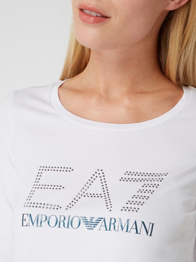 EA7 Emporio Armani Shirt met lange mouwen en logo van studs Wit - 4