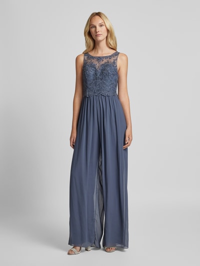 Laona Jumpsuit mit floralem Spitzenbesatz Rauchblau 4