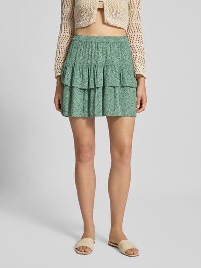 Only Ausgestellter Mini-Rock aus reiner Viskose Modell '30 BERYL' Tuerkis Melange 4