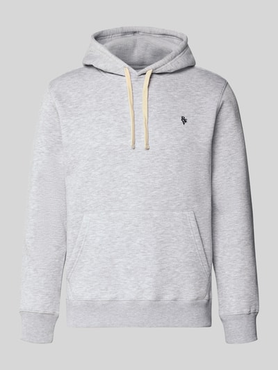 Produktfoto, Slim Fit Hoodie mit Logo-Stitching van REVIEW, katoenmix, kangoeroezak, capuchon met tunnelkoord, elastische boorden, grijs