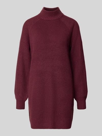 Produktfoto, Strickkleid mit Stehkragen Modell 'TIMMY' von NOISY MAY®, bordeauxrot, grob gestrickt, Relaxed Fit, Minikleid, lange Ärmel
