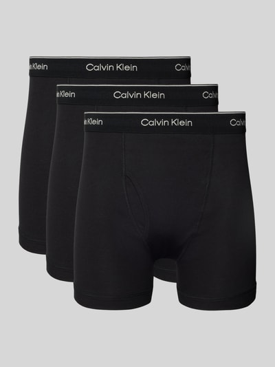 Calvin Klein Underwear Trunks mit Label-Bund Modell 'BOXER BRIEF' im 3er-Pack Black 1