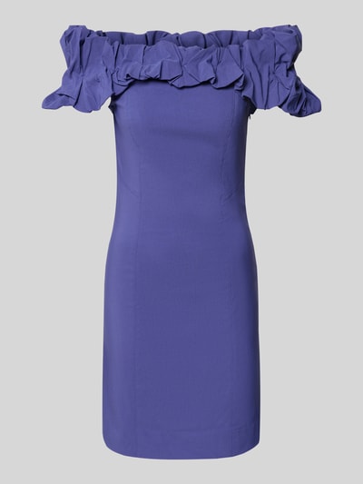 YAS Cocktailjurk met carmenhals, model 'CARRIE' Bleu - 2