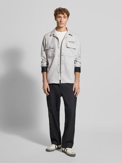 Replay Regular Fit Hemdjacke mit Lanawoll-Anteil Mittelgrau Melange 1