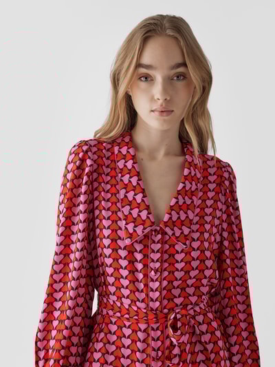 Diane von Furstenberg Knielanges Kleid mit Allover-Muster Pink meliert 3