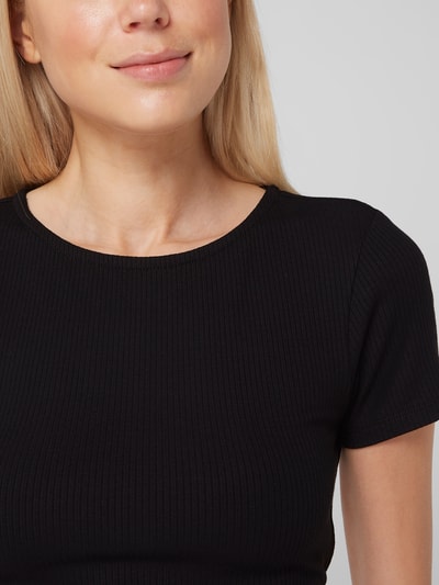 EDITED Cropped T-Shirt mit Schnürung Modell 'Anke' Black 3