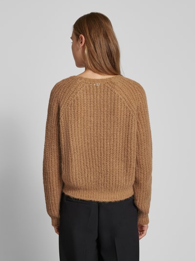 Liu Jo White Strickpullover mit Rundhalsausschnitt Cognac 5